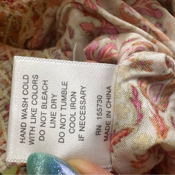 Rose + Olive Floral Halter Neck Top - Multicolor Bohemian Print Medium - Picture 8 of 9